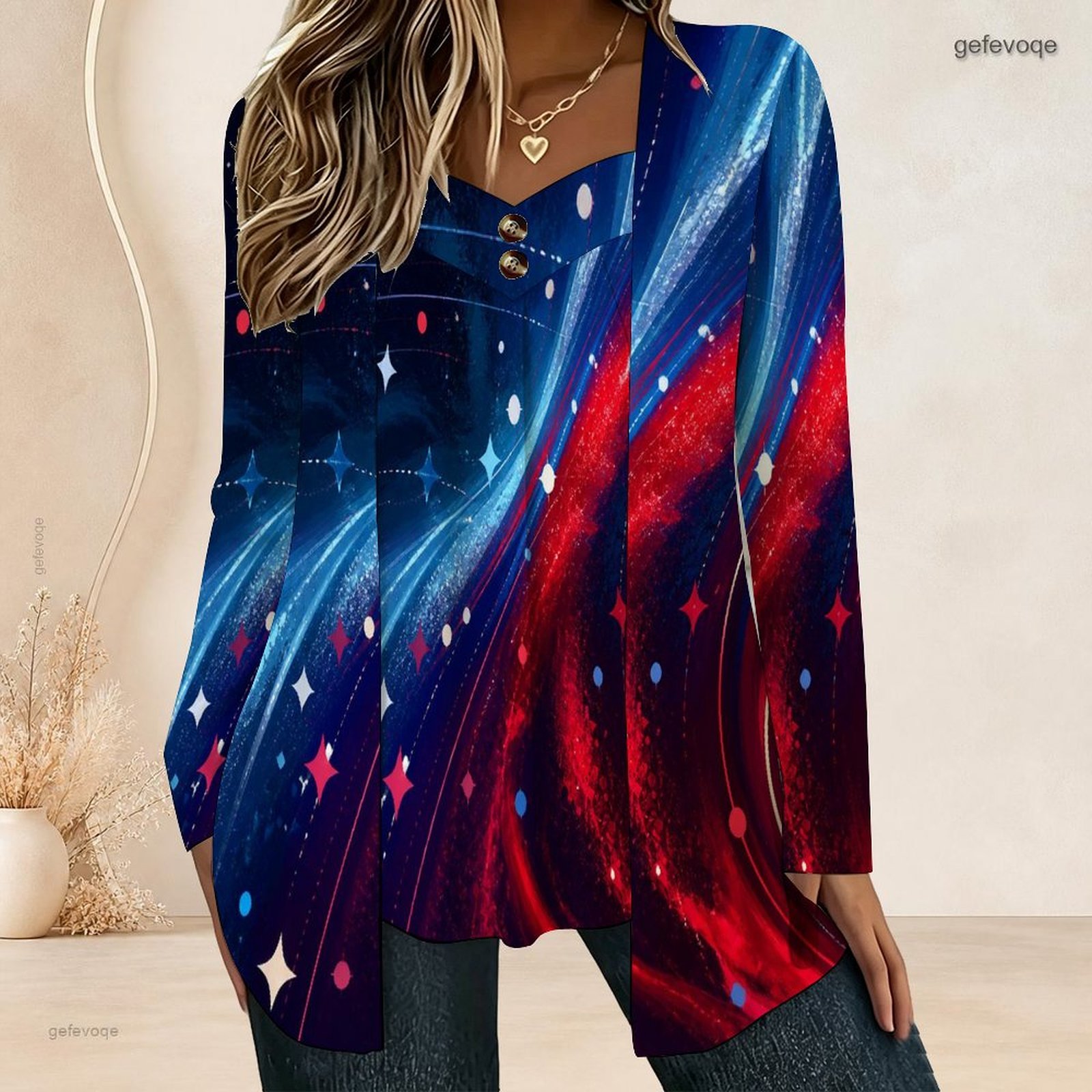 Blouses - Damen Bluse mit Langen Ärmeln, Zweiteiliges