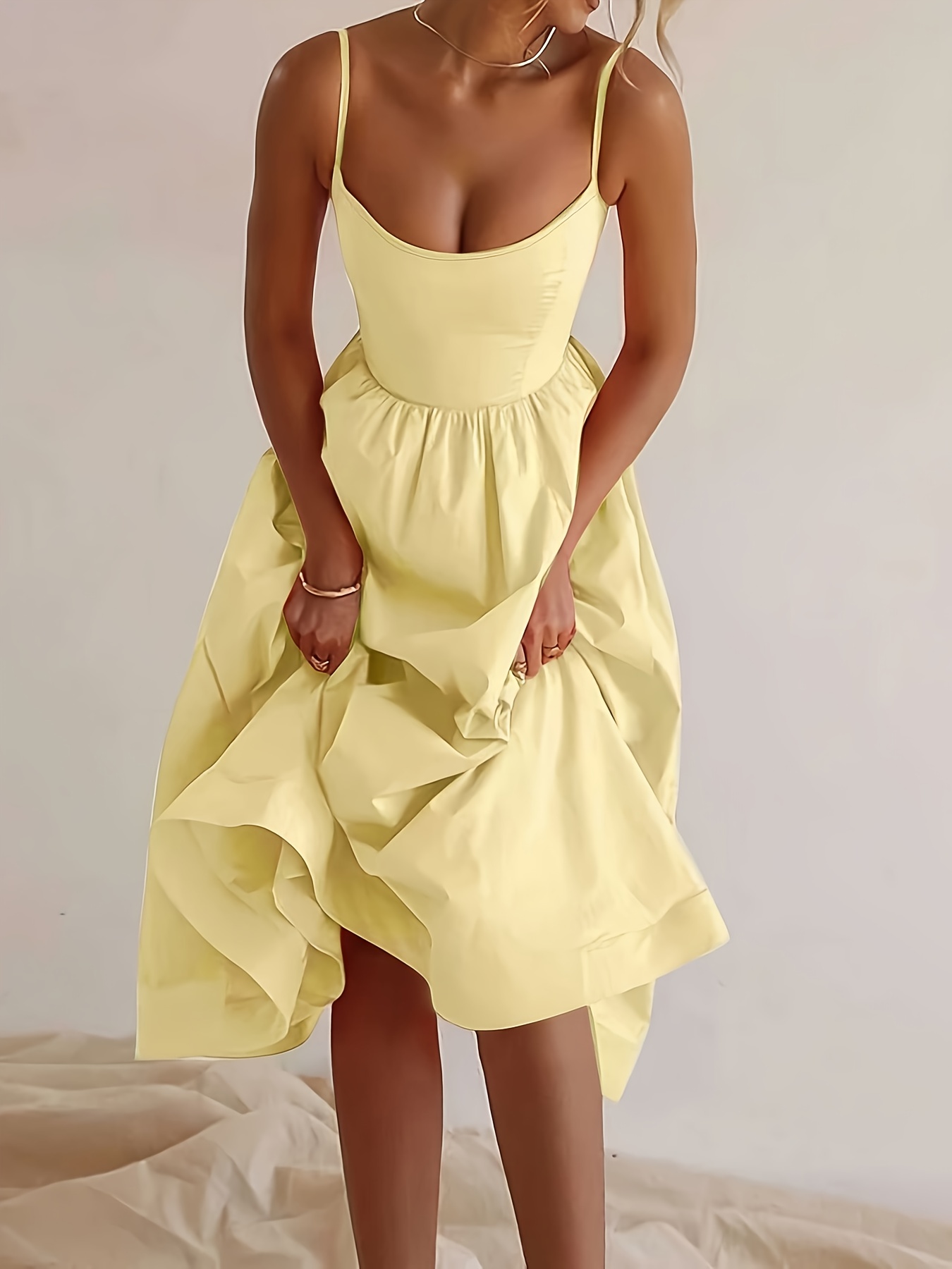 French Vintage Floral Midi Dress - Elegantes, schickes, ärmelloses Trägerkleid für Damen