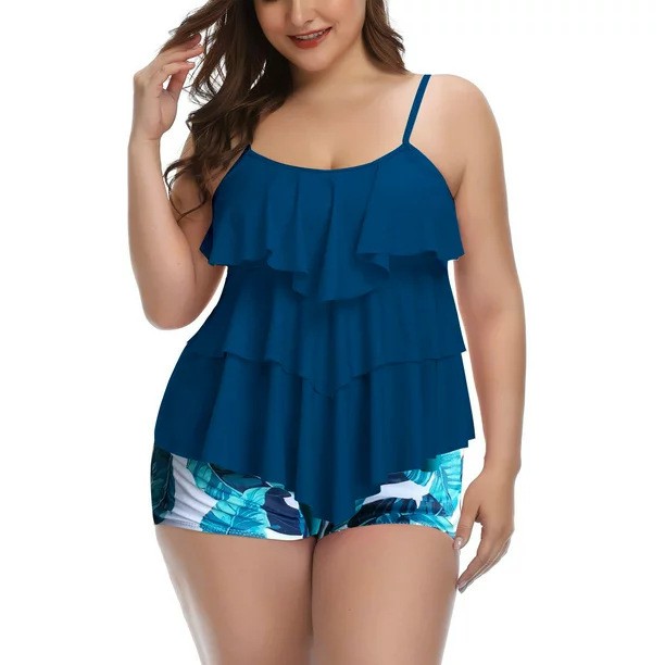 Swimwear - Damen-Bademode Bikini Übergröße Bikinis mit Blumenmuster