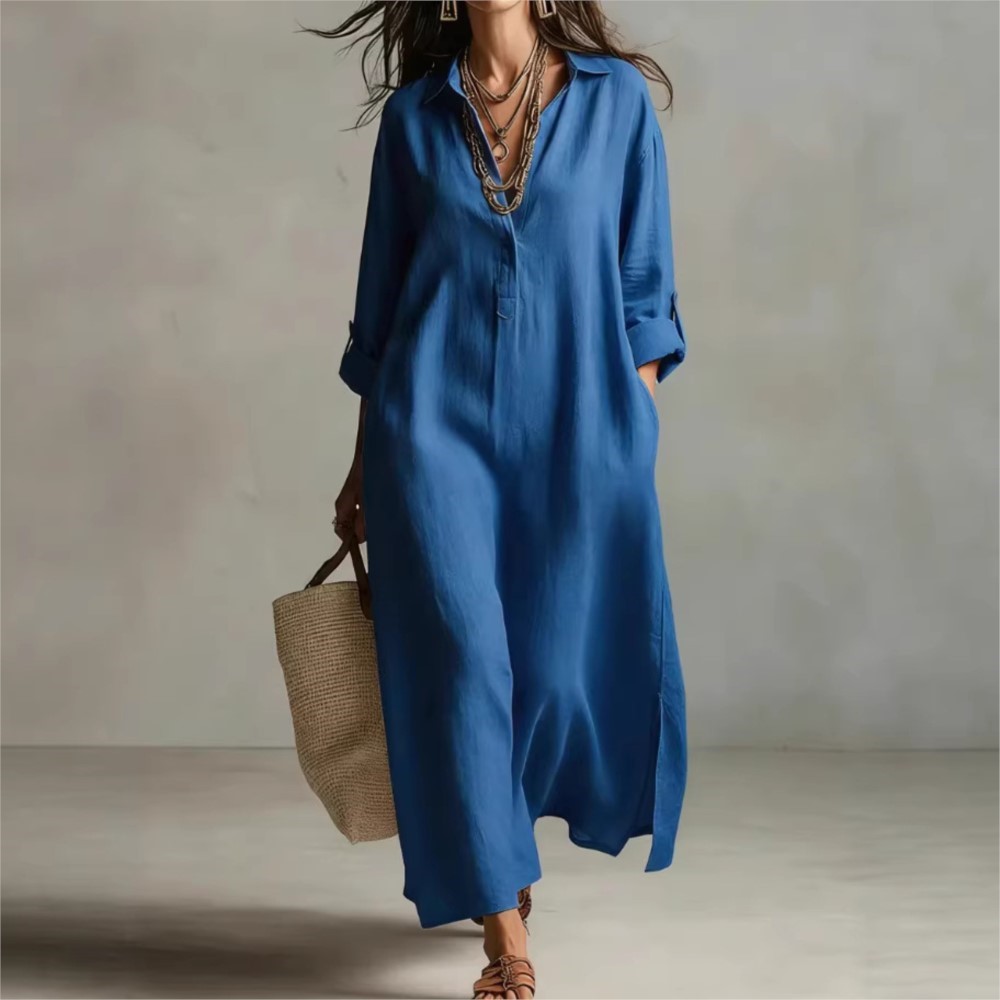Damen Vintage Leinen-Hemdkleid – Casual Loose Linen Shirt Dress Bewertung und Preis