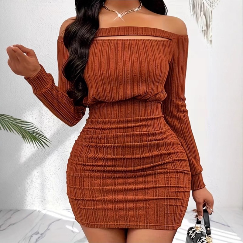 Damenmode-Kleid für Frühling u – Bodycon Long Sleeve Ribbed Dress Bewertung und Preis