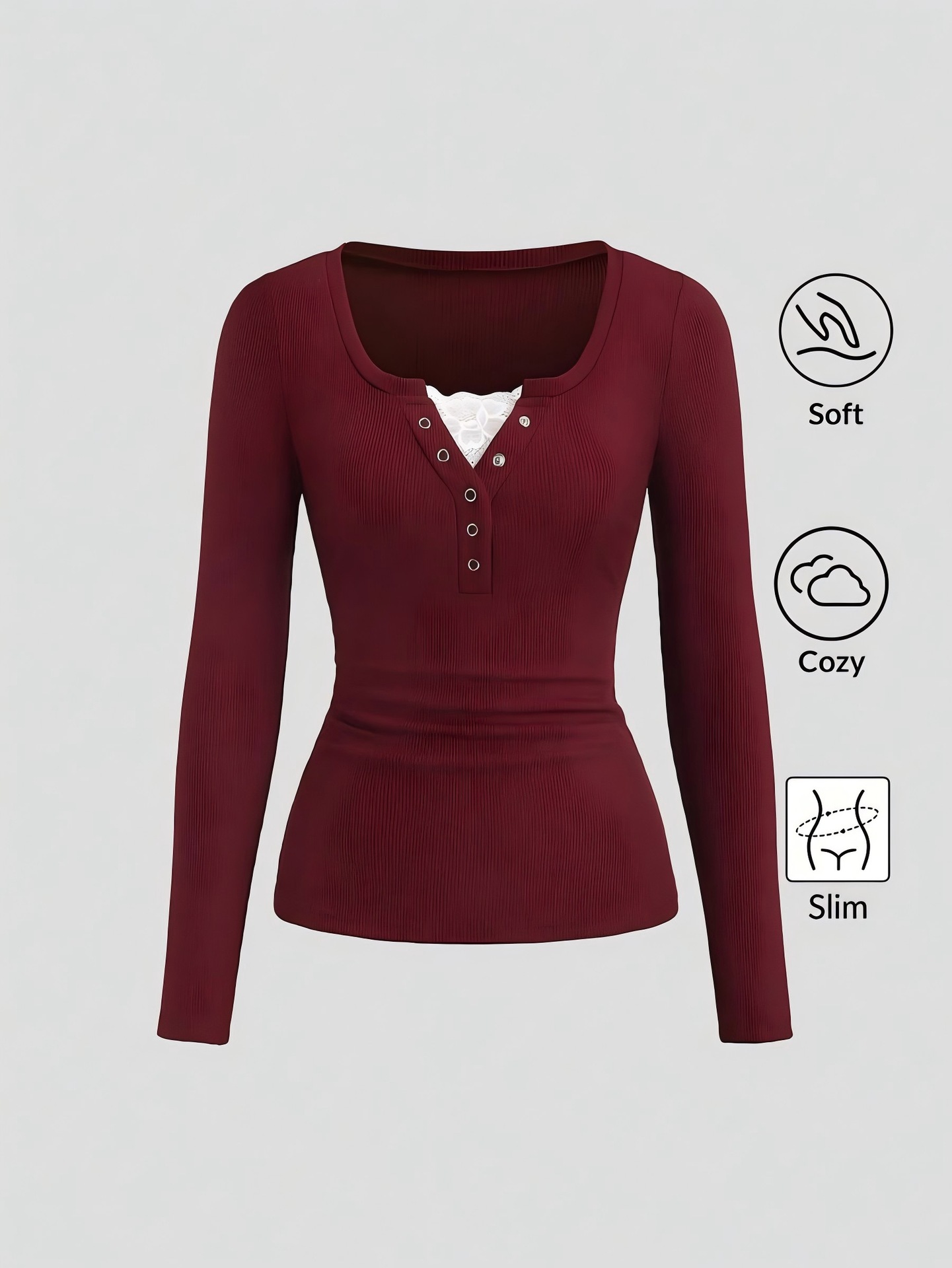 Damen Henley-T-Shirt mit V-Aus – Blouses Bewertung und Preis