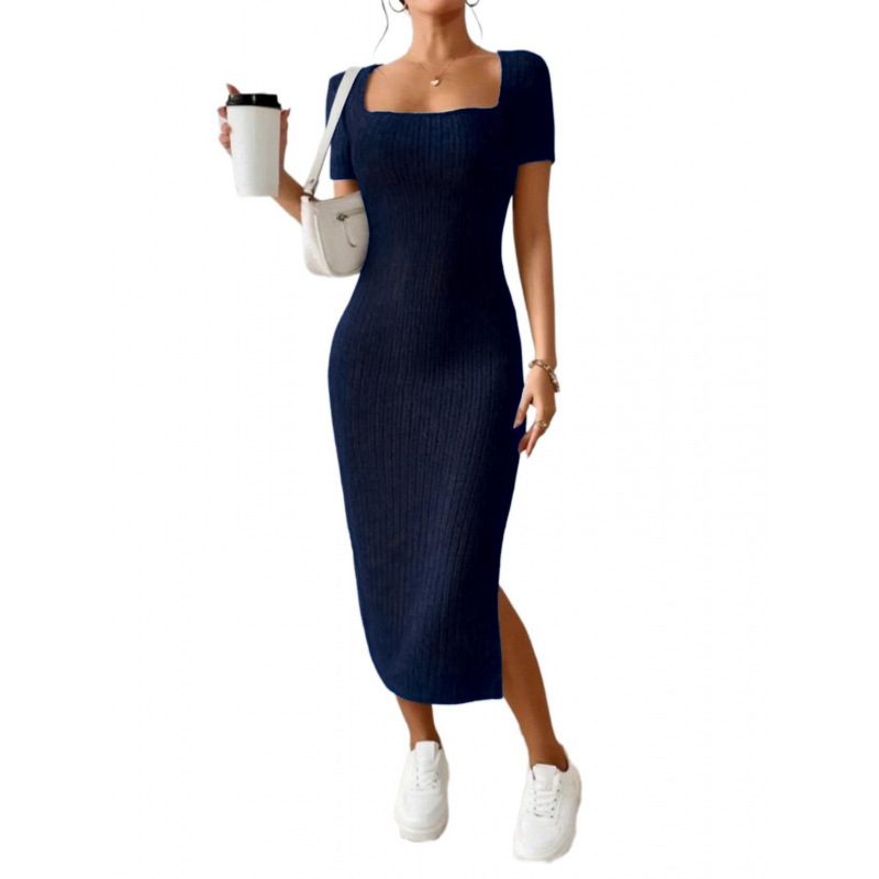 Vintage Geripptes Strick-Midik – Bodycon Long Sleeve Ribbed Dress Bewertung und Preis