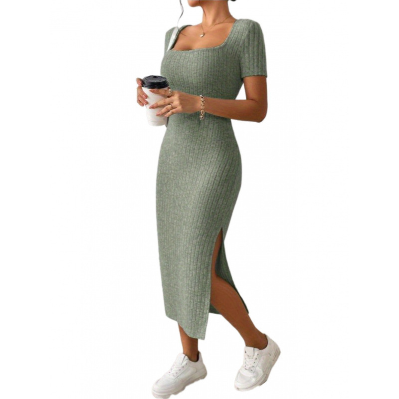 Vintage Geripptes Strick-Midik – Bodycon Long Sleeve Ribbed Dress Bewertung und Preis