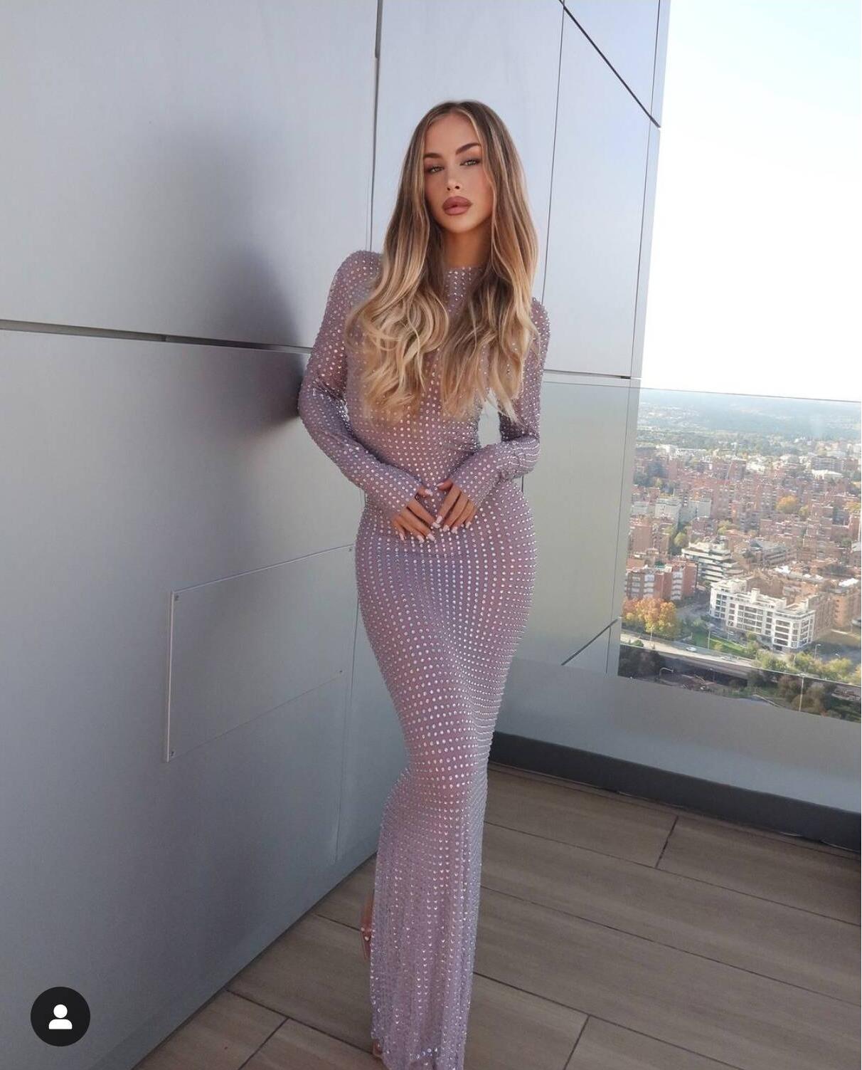 2025, neues transparentes Foto – Sparkly Rhinestone Club Party Dress Bewertung und Preis