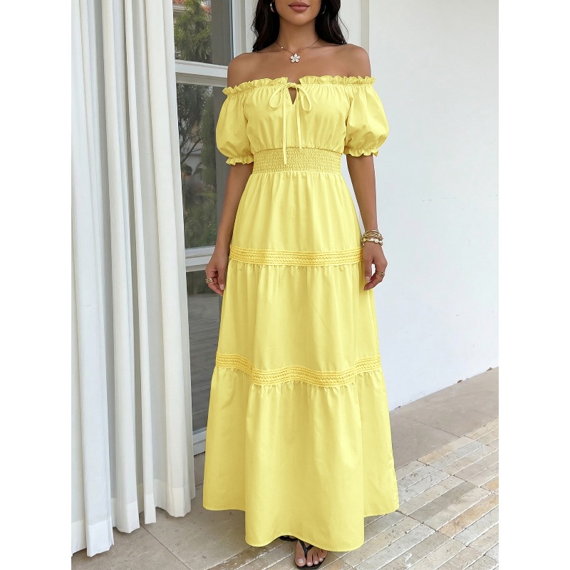 Sommerliches Boho-Kleid für Da – Off Shoulder Puff Sleeve Sundress Bewertung und Preis