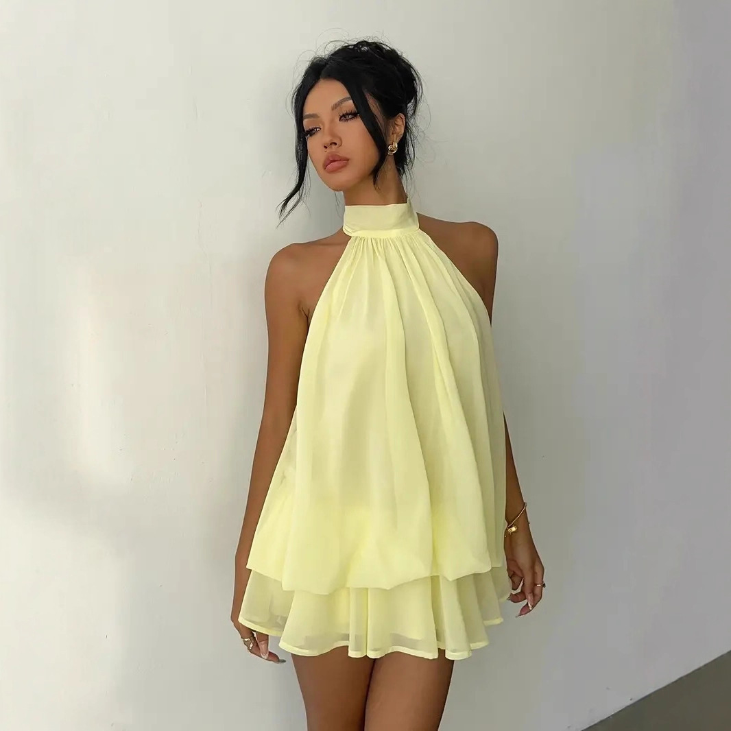 Damen Neckholder-Kleid Rückenf – Y2K Backless Halter Mini Dress Bewertung und Preis