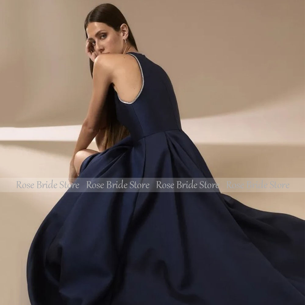Marineblaue Satin-Abendkleider – Elegant Satin Evening Gown Split Bewertung und Preis