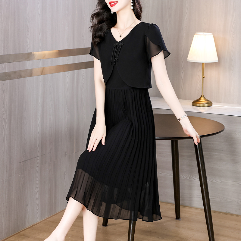 2025 sommer Solide Chiffon Cas – French Vintage Floral Midi Dress Bewertung und Preis